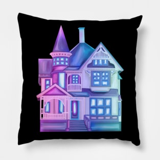 Feminine Purple Blue Gradient Victorian Dollhouse Pillow