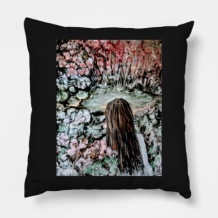 Girl by the Pond - color choice 2 Pillow