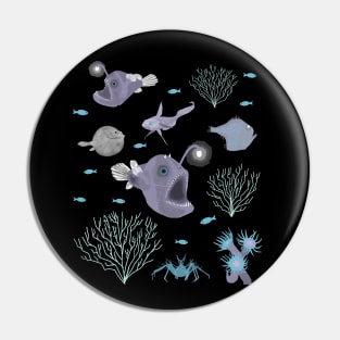 Deep Sea Fish and Plants Pin