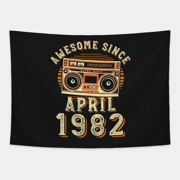 Funny Birthday Quote, Awesome Since April 1982, Cool Birthday Tapestry by Estrytee