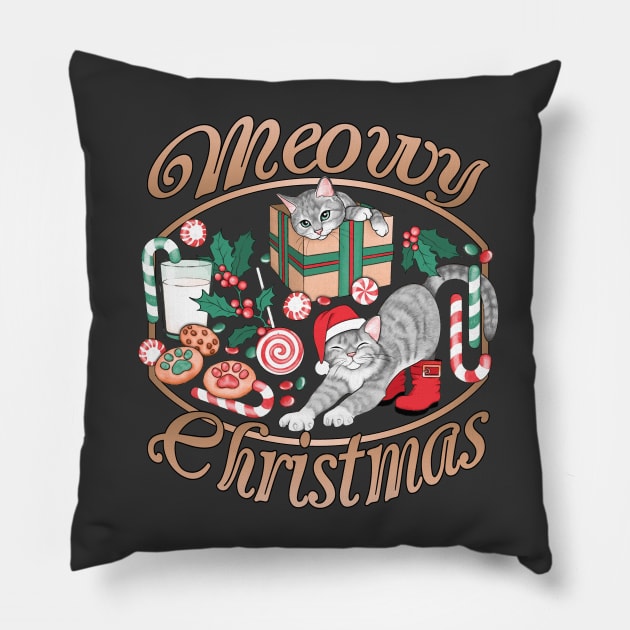 May You Have a Meowy Christmas Pillow by PerrinLeFeuvre