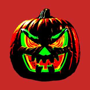 Neon Retro Vintage Jack O' Lantern Pumpkin T-Shirt