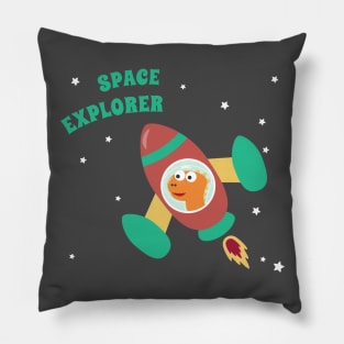 cute dinosaur astronaut play with his rocket. Pillow