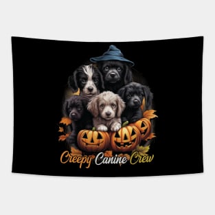 Creepy Canine Crew Dog Witch Halloween Tapestry