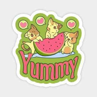 Yummy Watermelon eating Kittens Magnet