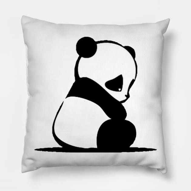 Sad Panda Pillow by YoungRichFamousAuthenticApparel