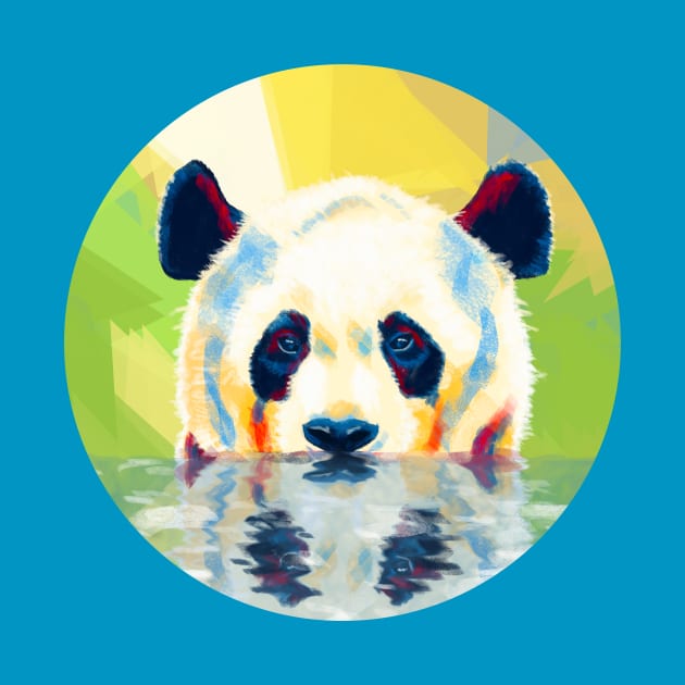 Panda taking a bath by Flo Art Studio
