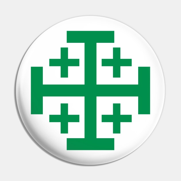 Jerusalem Cross (green) Pin by PabloDeChenez