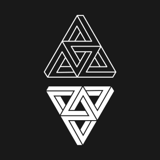 Penrose Triangles on Black T-Shirt