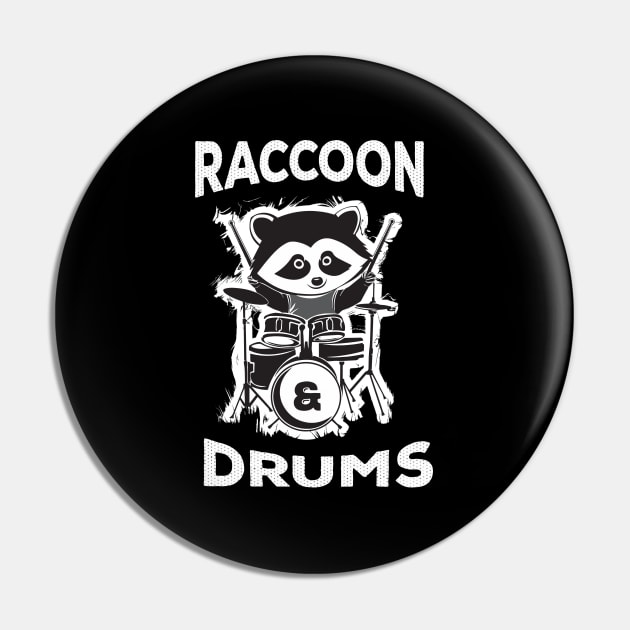 Musican Raccoon Playing Drums Pin by GrafiqueDynasty