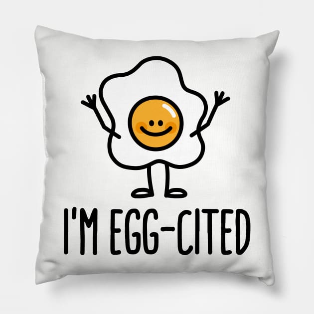 I'm EGG-cited Pillow by LaundryFactory