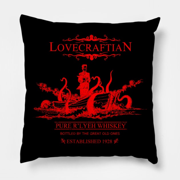 R'lyeh Whiskey - Red Label Pillow by pigboom