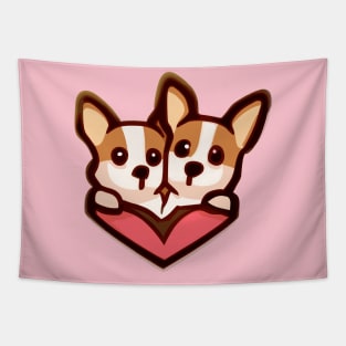 Two corgi dogs love Tapestry