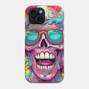 Psychedelic Brightly Colored Skulls and Skeletons Phone Case