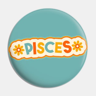 Retro Pisces Horoscope Sign // Vintage Pisces Zodiac Sign Pin