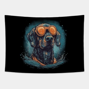 Swimming dog Tapestry