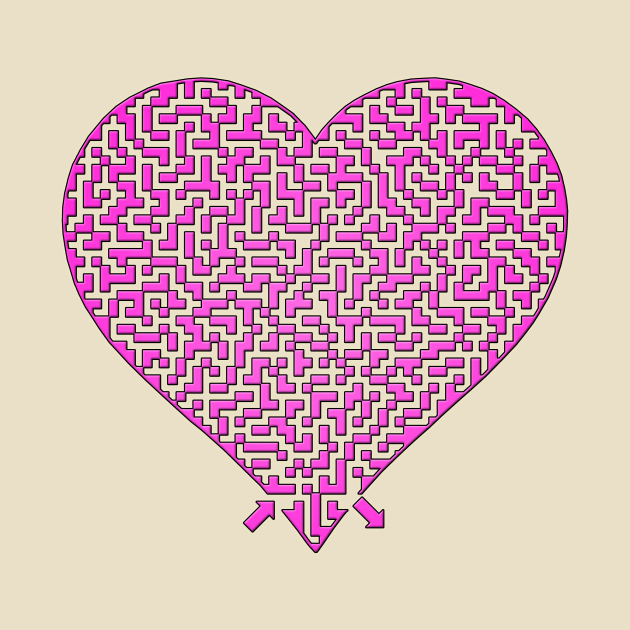 Disover Pink Heart Shaped Maze - Maze - T-Shirt