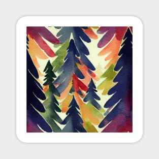 Christmas Tree Watercolor Geometric Design Magnet