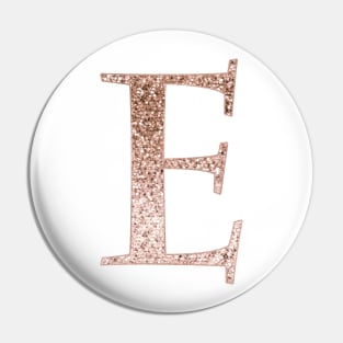 E rose gold glitter monogram letter Pin