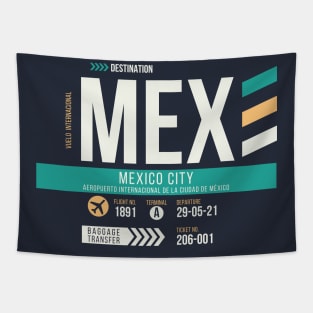 Mexico City (MEX) Airport Code Baggage Tag Tapestry