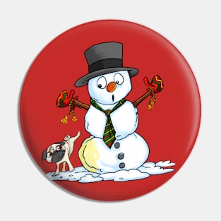 Snowman vs pug Pin