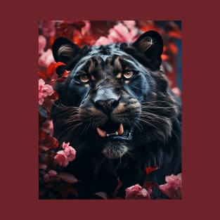 Floral Black Lion T-Shirt