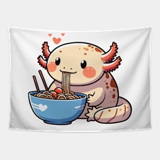 chubby axolotl eating ramen noodles Tapestry