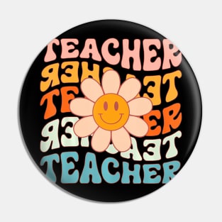 Teacher Daisy Colorful Elementary School Teacher Pin