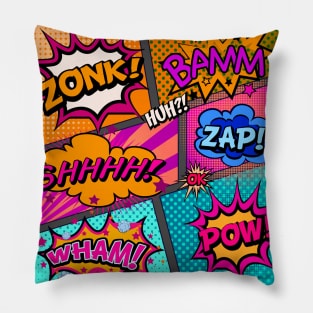 Colorful Comic Book Panels Pillow