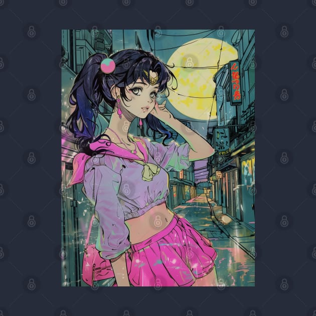 Retro Anime Vintage Art City by Sakura Fuku