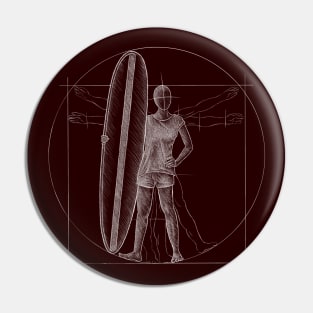 Surfer Girl DaVinci Vitruvian Woman Pin