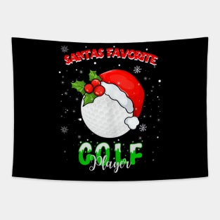 Golf Christmas - Santas Favorite Golf Player - Xmas Lights - Golfers Christmas Tapestry
