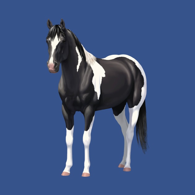 Beautiful Black Pinto Quarter Horse Paint Stallion by csforest
