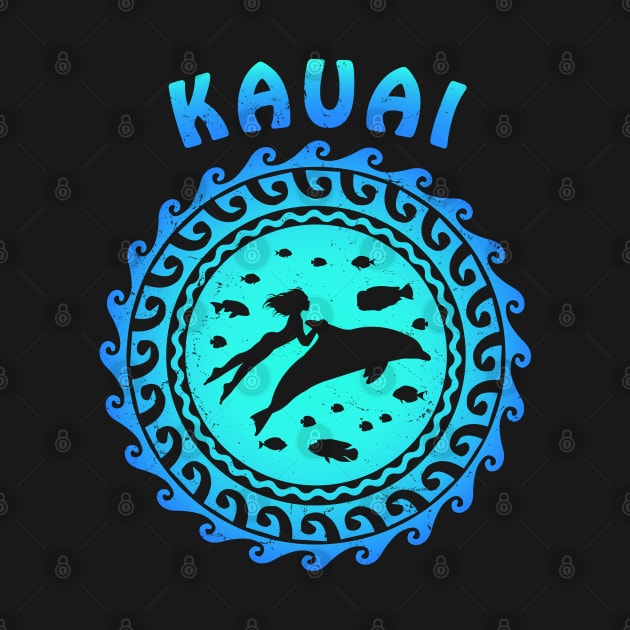 Kauai Shark Diver and Fish by NicGrayTees