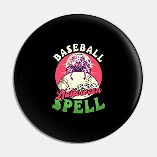 Baseball Halloween Shirt | Under Halloween Spell Spider Pin