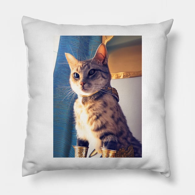 Golden armor knight cat: Iron Fists Pillow by Dendros-Studio