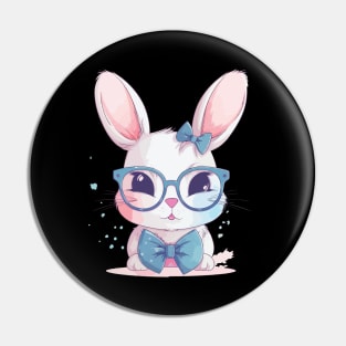 Cute Bunny with Glasses and a Bow Tie Pin