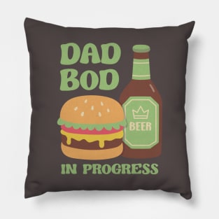 Funny Dad Bod In Progress With Burger And Beer Pillow
