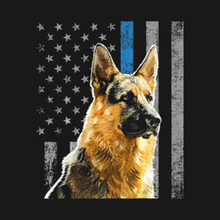 Thin Blue Line Flag K9 Shirt German Shepherd Police Dog Gift T-Shirt