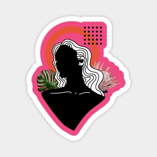 Abstract Minimalistic Woman Exotic Flowers Magnet