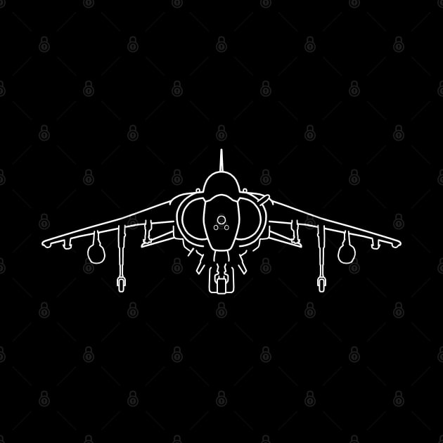 Hawker Harrier jump jet fighter aircraft outline graphic (white) by soitwouldseem