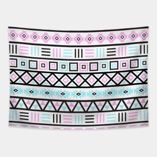 Aztec Influence BW Pink Blue Tapestry