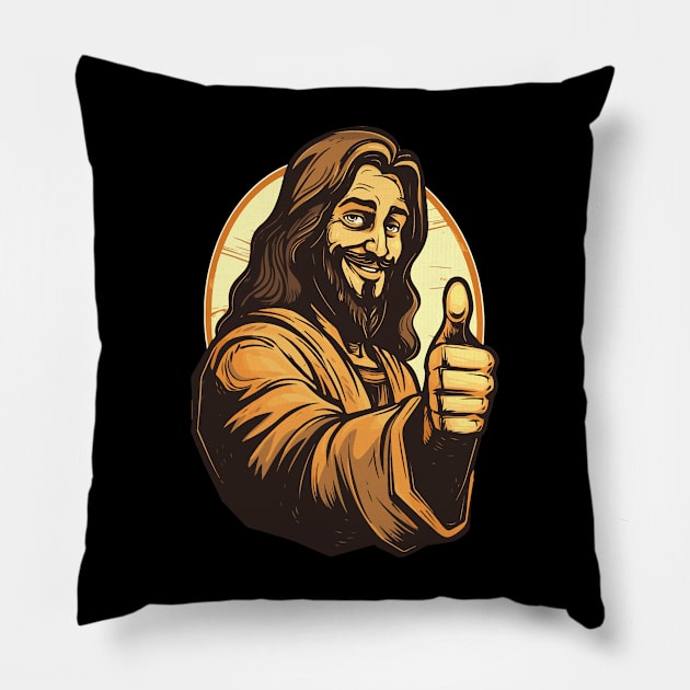 Jesus homeboy thumbs up Pillow by ChristianLifeApparel