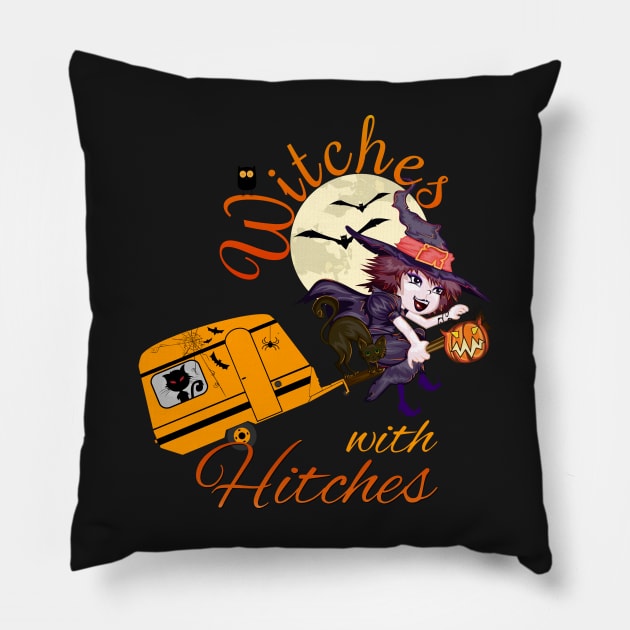 Halloween Witches with Hitches Pillow by norules