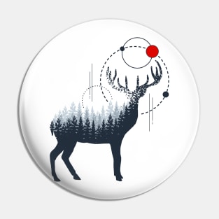 Deer Forest, Abstract Forest, Black Design Pin