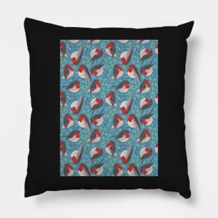 Robins-Christmas-blue-winter Pillow