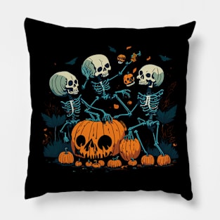 Spooky Halloween skeletons Pillow