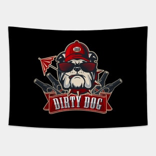 Dirty Dog Bulldog Drawing Illustration Tapestry