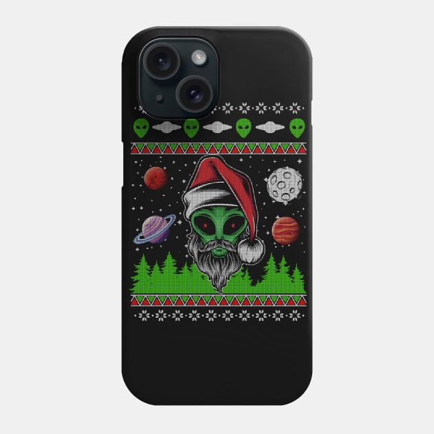 Alien ET UFO Ugly Christmas Sweater Phone Case by Area51Merch