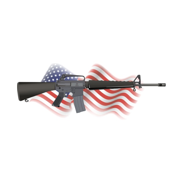 M16 Rifle with US Flag by NorseTech